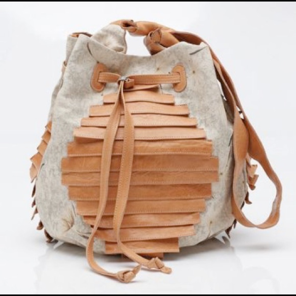 Sierra Leather x Floral Canvas Bucket Bag